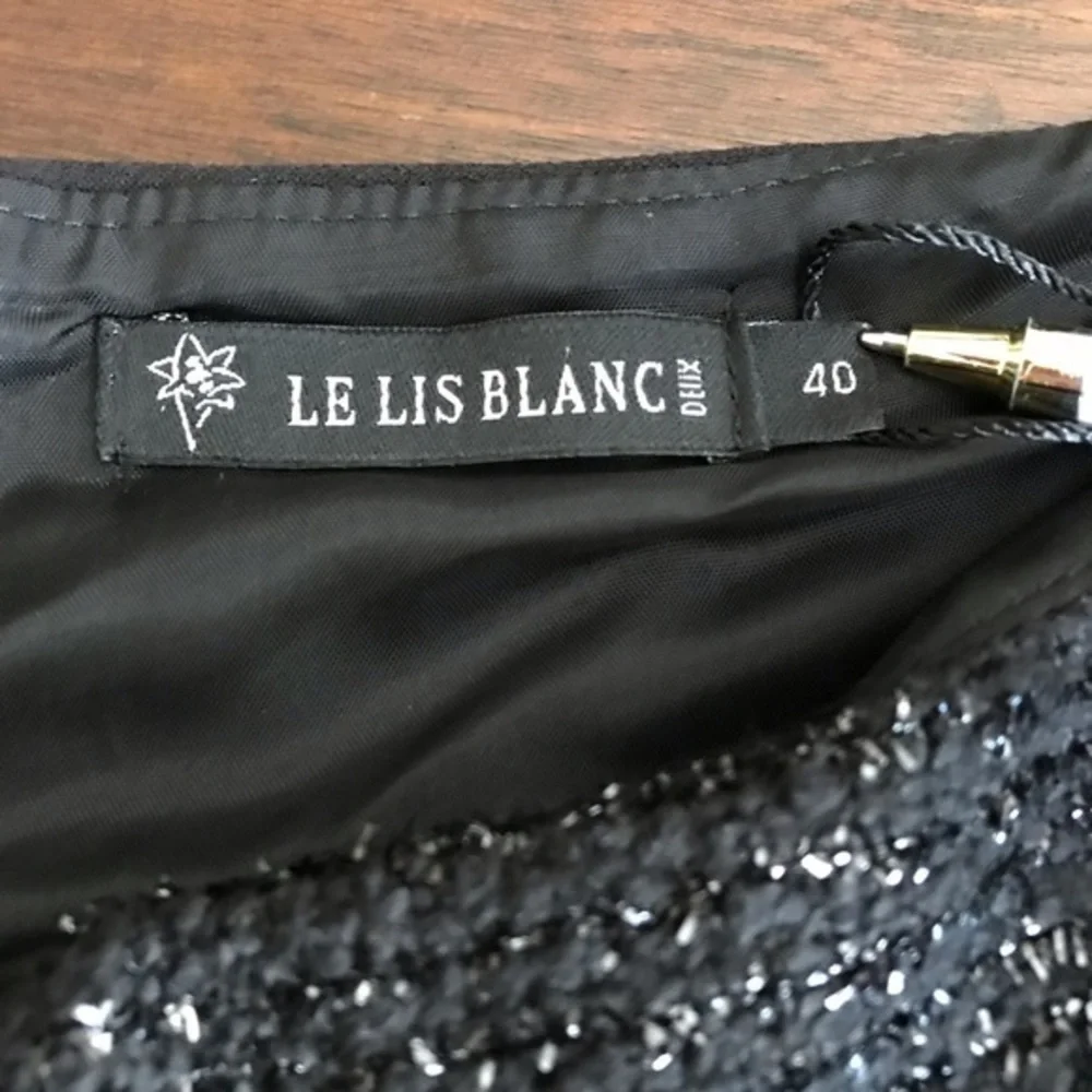 Le Lis Blanc Black Glitter Tweed Mini Skirt Holiday Party Night Out Size Medium